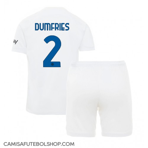 Camisa de time de futebol Inter Milan Denzel Dumfries #2 Replicas 2º Equipamento Infantil 2023-24 Manga Curta (+ Calças curtas)